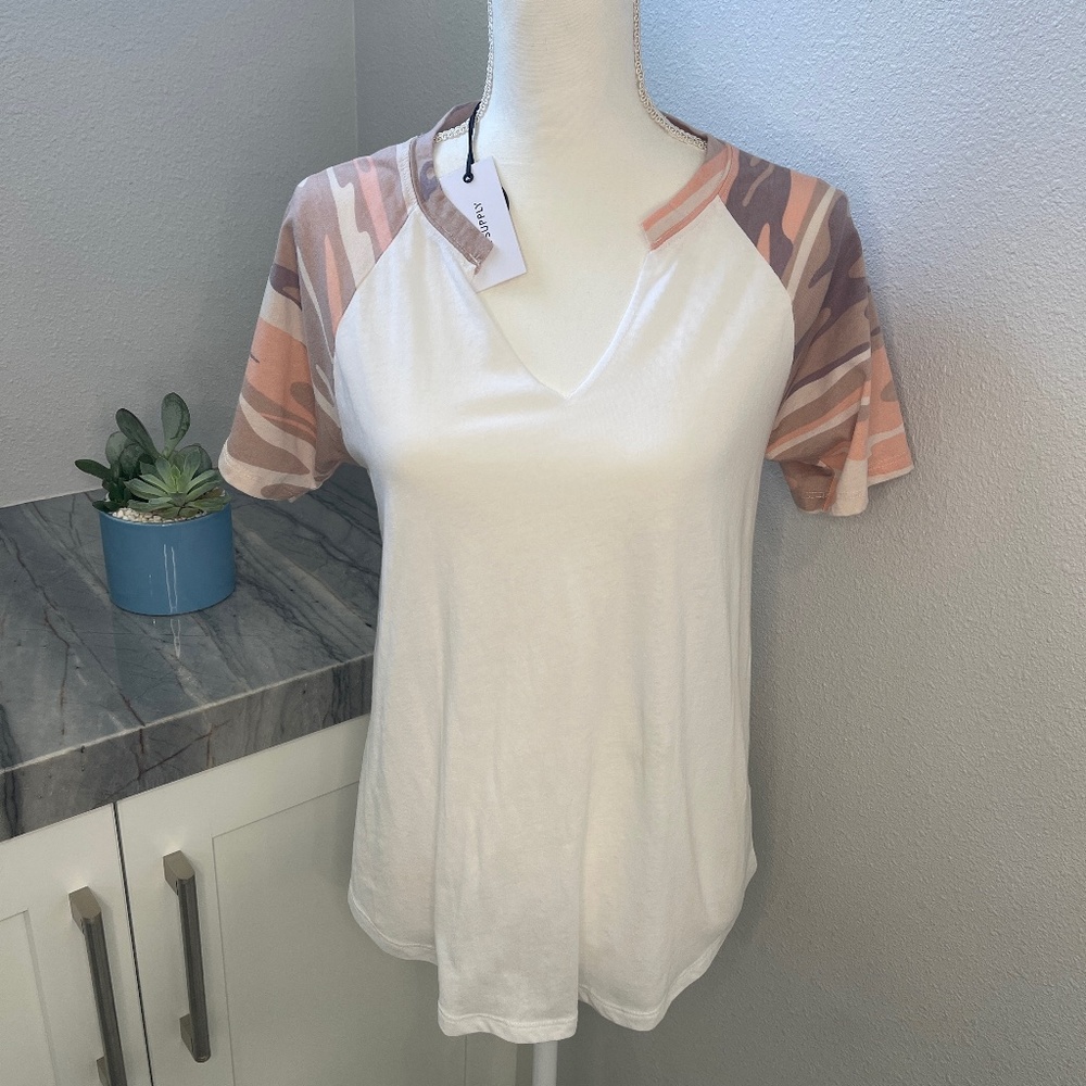 Z Supply Women's The Came Short Sleeve Baseball Tee - Medium